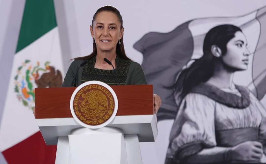 Presidenta Claudia Sheinbaum durante su conferencia de prensa este 12 de junio desde Palacio Nacional. Foto: Carlos Mejía / EL UNIVERSAL