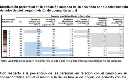 Presenta INEGI estudio que relaciona color de piel con calificación laboral