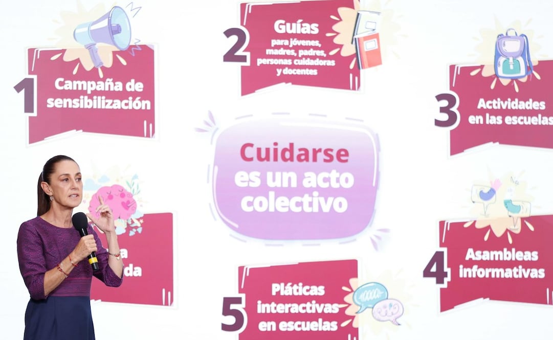 La presidenta Claudia Sheinbaum en la Mañanera del Pueblo del 22 de abril de 2026 en Palacio Nacional. Foto: Diego Simón Sánchez/ EL UNIVERSAL