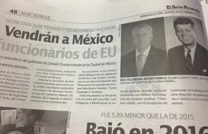 Diario de Hermosillo "revive" a John F. Kennedy