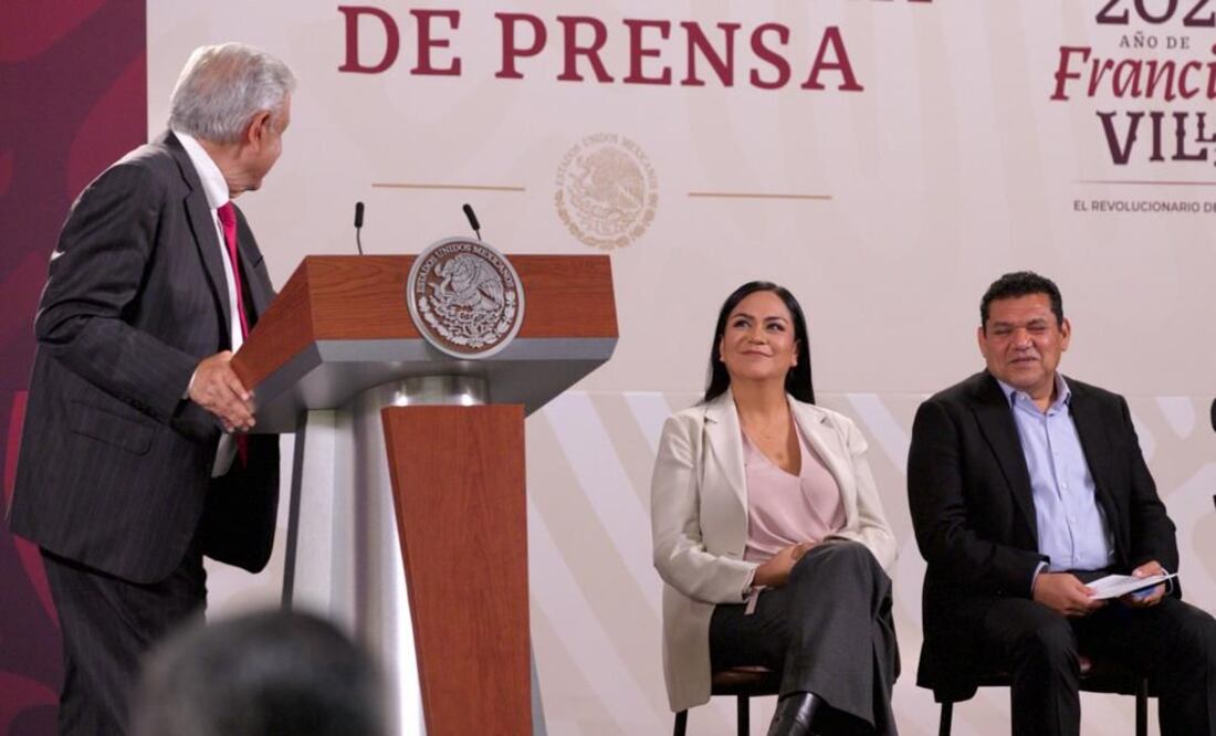 La secretaria de Bienestar, Ariadna Montiel, presentó el informe de avances en la conferencia del presidente López Obrador.  Foto: Especial