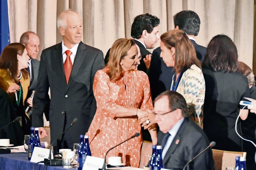 Claudia Ruiz Massieu, durante el evento de seguridad humana para refugiados, celebrado en la sede las Naciones Unidas, en Nueva York (SRE)
