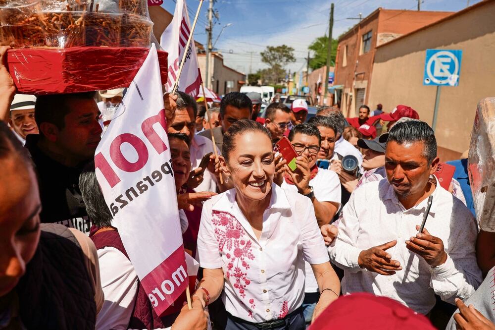 La candidata presidencial de Sigamos Haciendo Historia, Claudia Sheinbaum Pardo, presentó en Querétaro 11 propuestas para erradicar la violencia contra las mujeres. Foto: de Diego Simón Sánchez. El Universal
