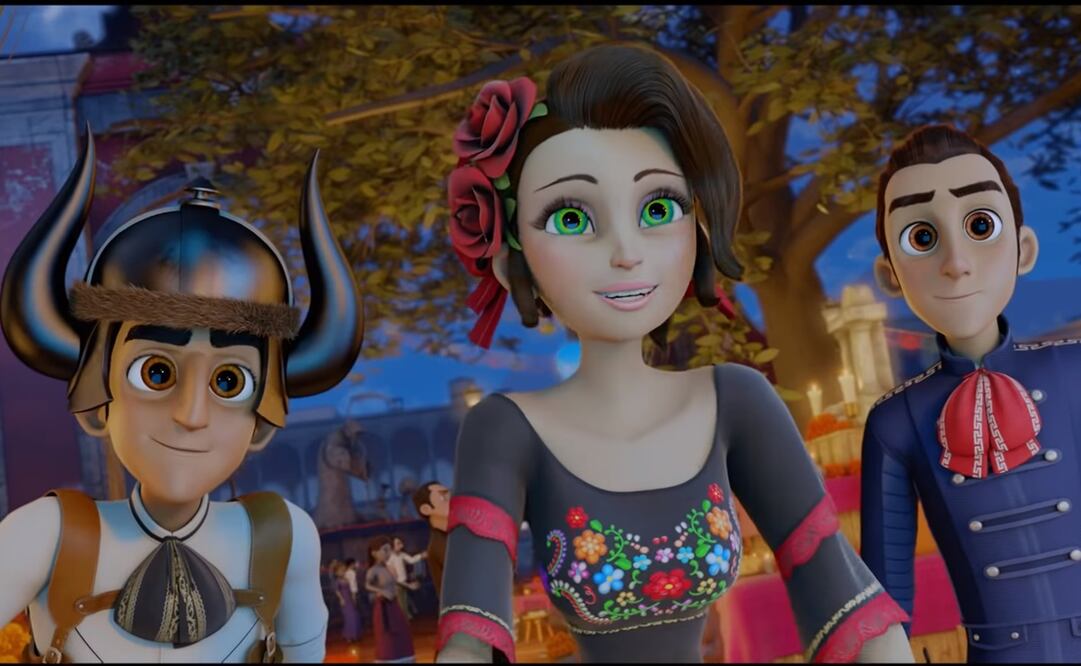 Fernanda Castillo y Alan Estrada sus voces le dan vida a Salma y Jorge en la película de Carlos Gutiérrez. Foto: Captura tráiler "Día de Muertos"