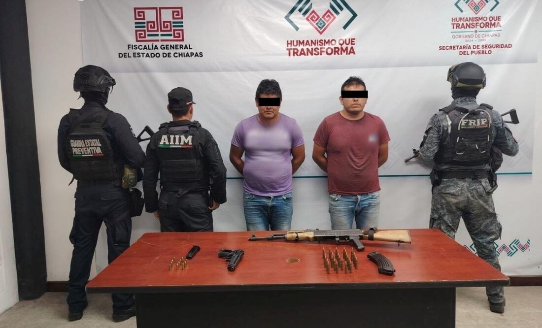 Caen tres presuntos agresores de helicópteros policiales en Chiapas (14/10/2025). Foto: Especial