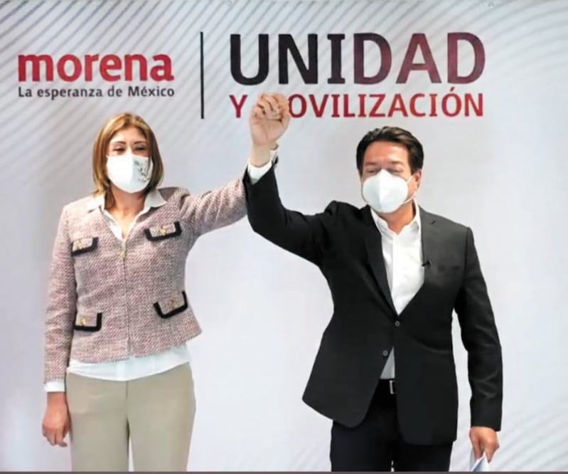 Mario Delgado destacó los 25 años de trabajo y experiencia de Mónica Rangel en el servicio público a través del área de Salud en el estado. ESPECIAL