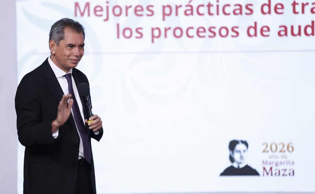 Edgar Amador, secretario de Hacienda, durante la mañanera del 19 de enero del 2026. Foto: Diego Simón / EL UNIVERSAL