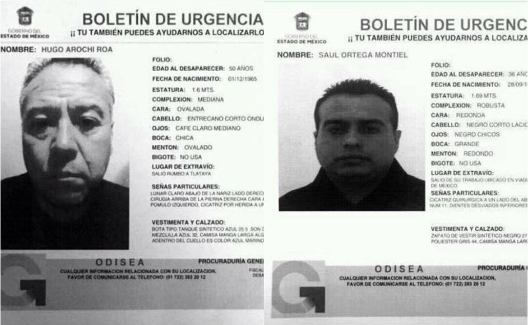 La Procuraduría mexiquense difundió los retratos y datos de los dos desaparecidos. /Especial