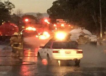 Choque de pipa causa fuga de gas en Ticomán