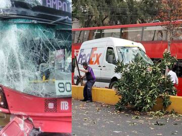 Reportan cinco lesionados en choque de Metrobús de la Línea 7
