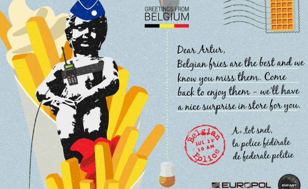 Las fuerzas policiales europeas lanzaron una campaña de cartas postales en el sitio internet de Europol. 