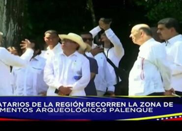 AMLO presume a Presidentes zona arqueológica de Palenque con recorrido previo a cumbre migratoria