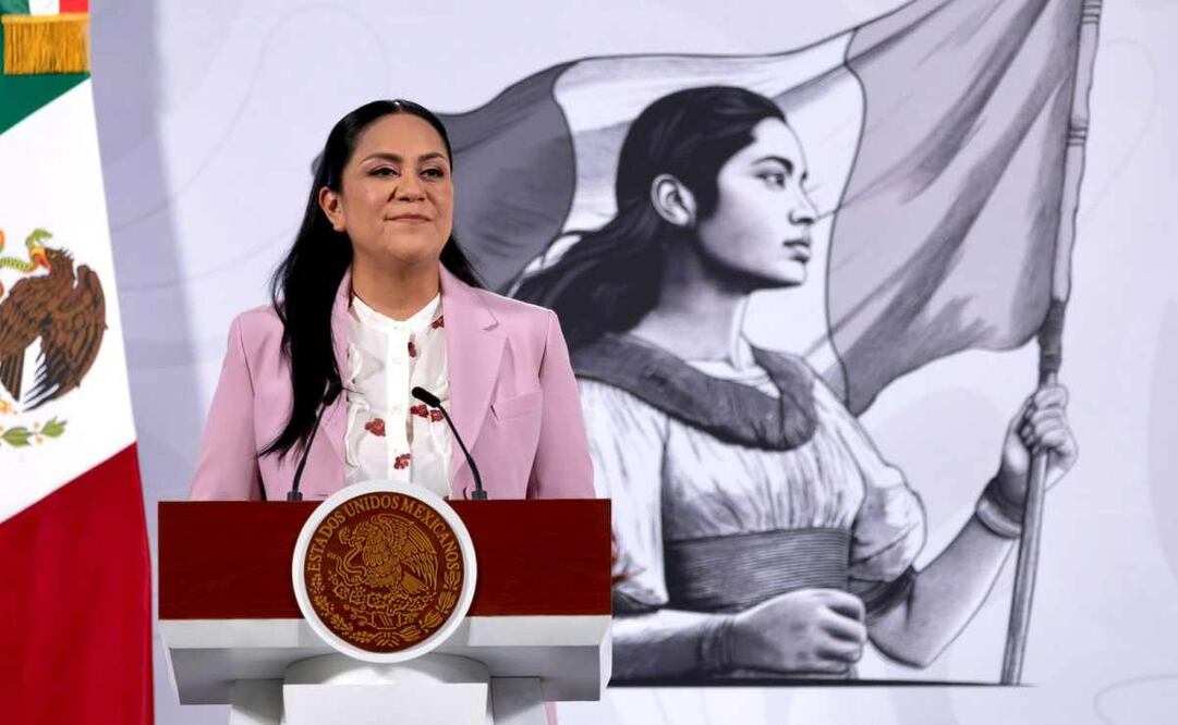 Ariadna Montiel, secretaria del Bienestar, durante la mañanera del 1 de diciembre del 2025. Foto: Tomada de la cuenta de X de @A_MontielR