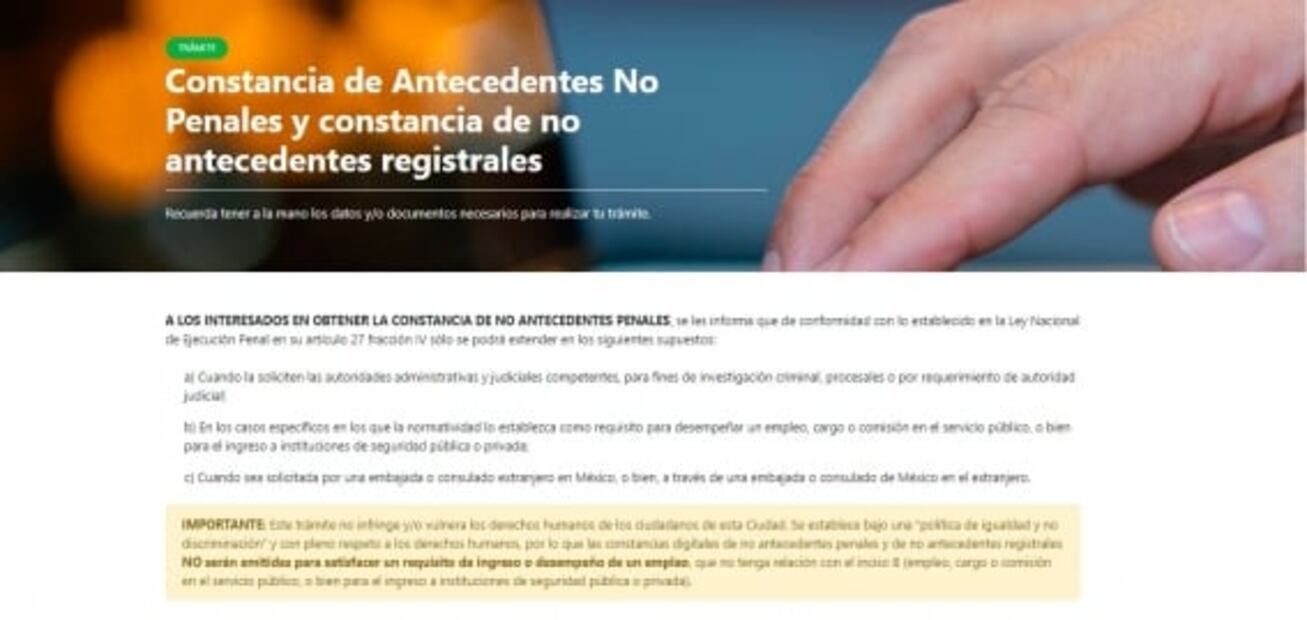 6 pasos para tramitar en línea tu constancia de no antecedentes penales en la CDMX 