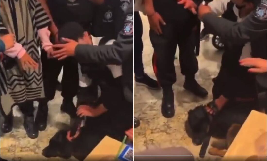Usuarios de redes sociales exhibieron presunto maltrato animal de guardias de Plaza Satélite en el Estado de México. / Foto: Captura video.