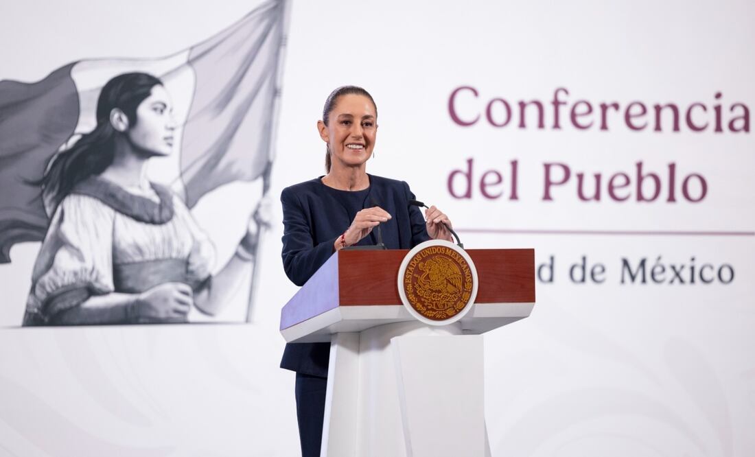 Claudia Sheinbaum en su conferencia matutina el 15 de mayo de 2025. Foto: Presidencia