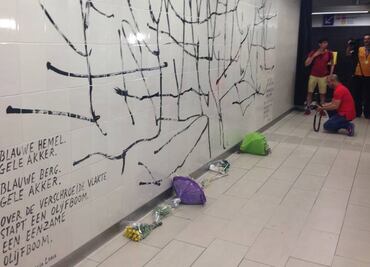 Mural con poema de Lorca recuerda a víctimas de atentados