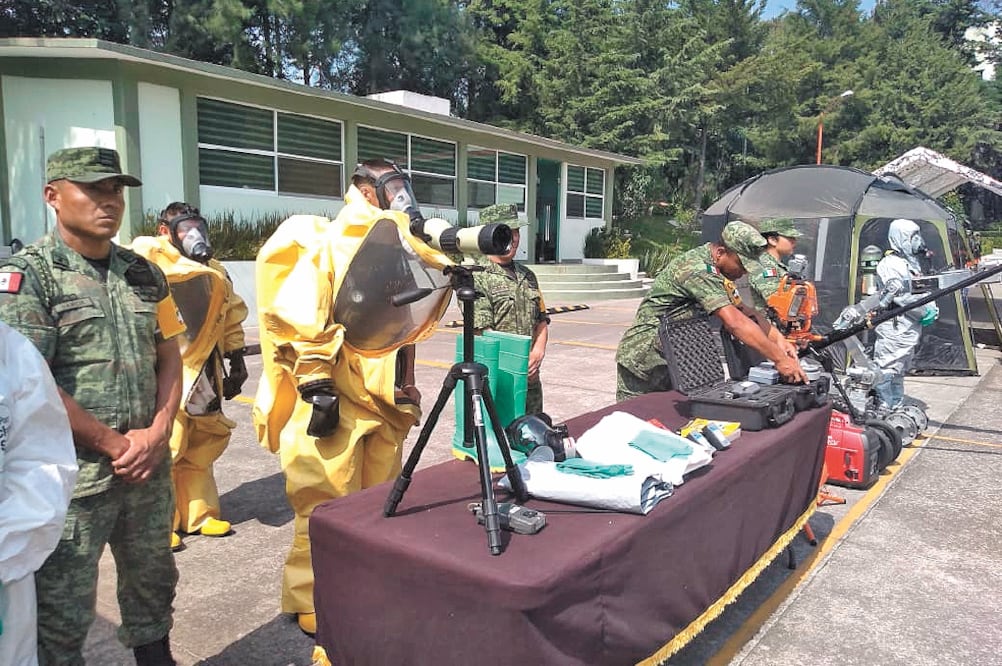 Los militares se concentraron en un punto del Campo Militar 1-A, donde instalaron el puesto de mando para la realización del simulacro de terremoto. Fotos: SEDENA