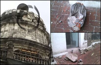 Cae rayo en Catedral Metropolitana; daña un escudo y una guirnalda