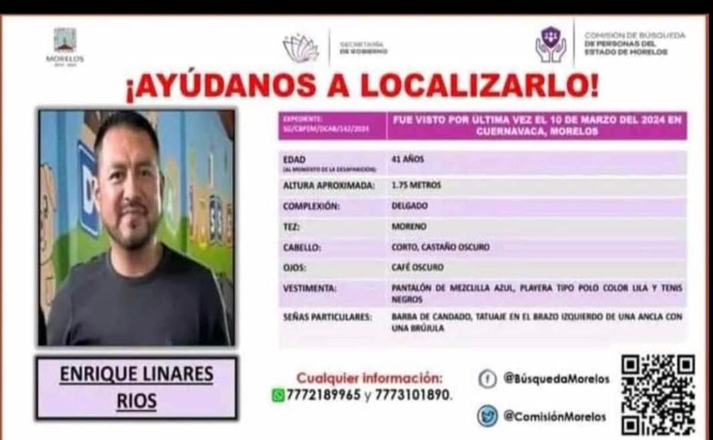 Enrique Linares, desparecido. Foto: Especial