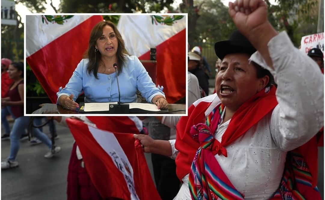 Detractores de la presidenta de Perú, Dina Boluarte, marchan contra el gobierno de la mandataria, hoy en Perú. Foto: Paolo Aguilar/EFE