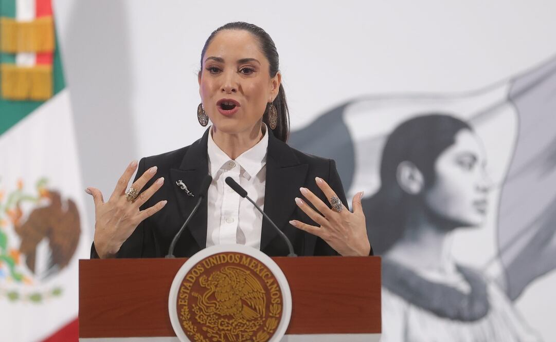 Claudia Curiel, secretaria de Cultura, en la conferencia matutina en Palacio Nacional el 6 de junio de 2025. Foto: Gabriel Pano / EL UNIVERSAL