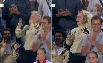 La reacción de la novia de Santi Giménez en su primer gol europeo