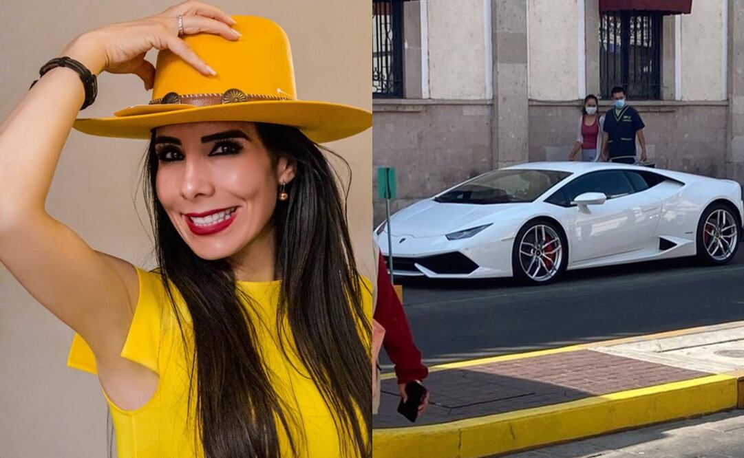 Derecha: Alma Denisse Sánchez Barragán, izquierda: automóvil Lamborghini Huracán. Fotos: Tomada de redes sociales @Alma Rosa y @MariettoPonce. 
