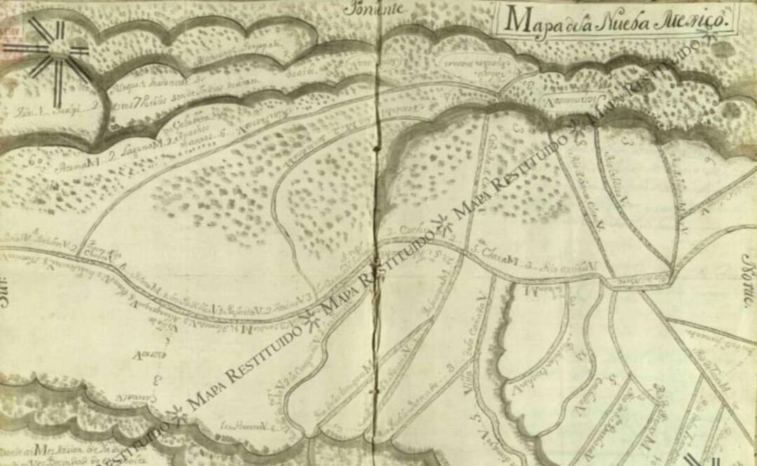 FBI entrega a México mapa de la Villa de Santa Fe que data del siglo XVIII. Foto: Especial