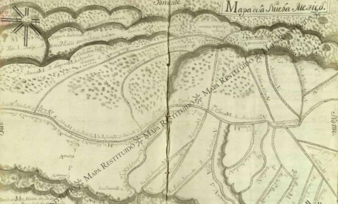 FBI entrega a México mapa de la Villa de Santa Fe que data del siglo XVIII. Foto: Especial