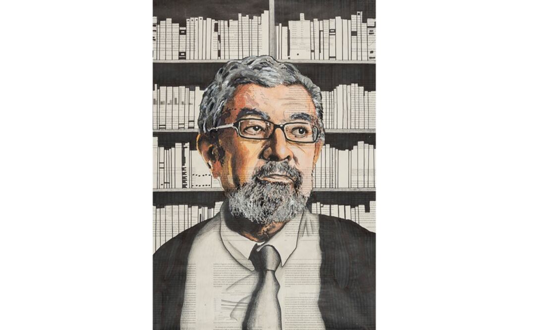 Retrato del escritor Huberto Batis, colaborador del suplemento cultural Confabulario, por Julio César Alvarado Carmona.