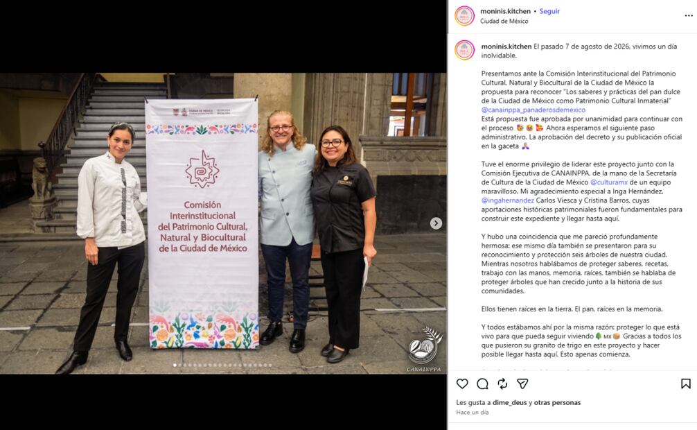 Publicación en Instagram sobre la iniciativa para declarar al pan dulce mexicano como Patrimonio Cultural Inmaterial de la CDMX. Foto: captura de pantalla