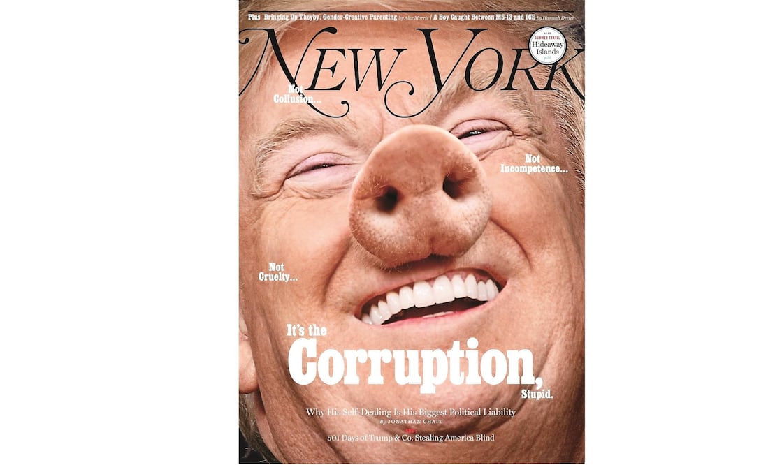 Crítica. La revista New York critica a Trump, al destacar que la corrupción es su gran responsabilidad política (TOMADA DE TWITTER)