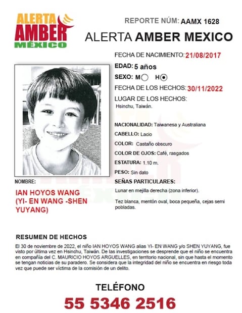 Niño Ian Hoyos Wang desapareció en Taiwán pero lo buscan en México