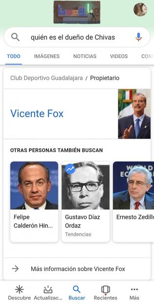 Vicente Fox aparece como dueño de las Chivas, según Google