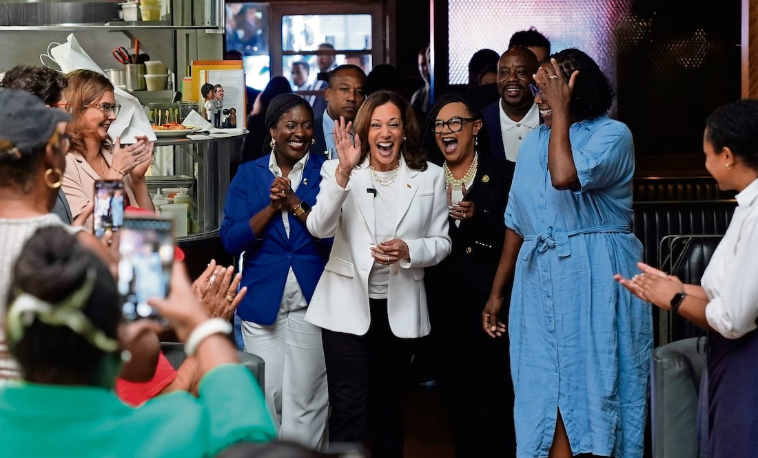 La vicepresidenta y candidata demócrata a la presidencia, Kamala Harris, ayer en el local The Gray en Savannah, Georgia. Foto: de Jacquelyn Martin. AP