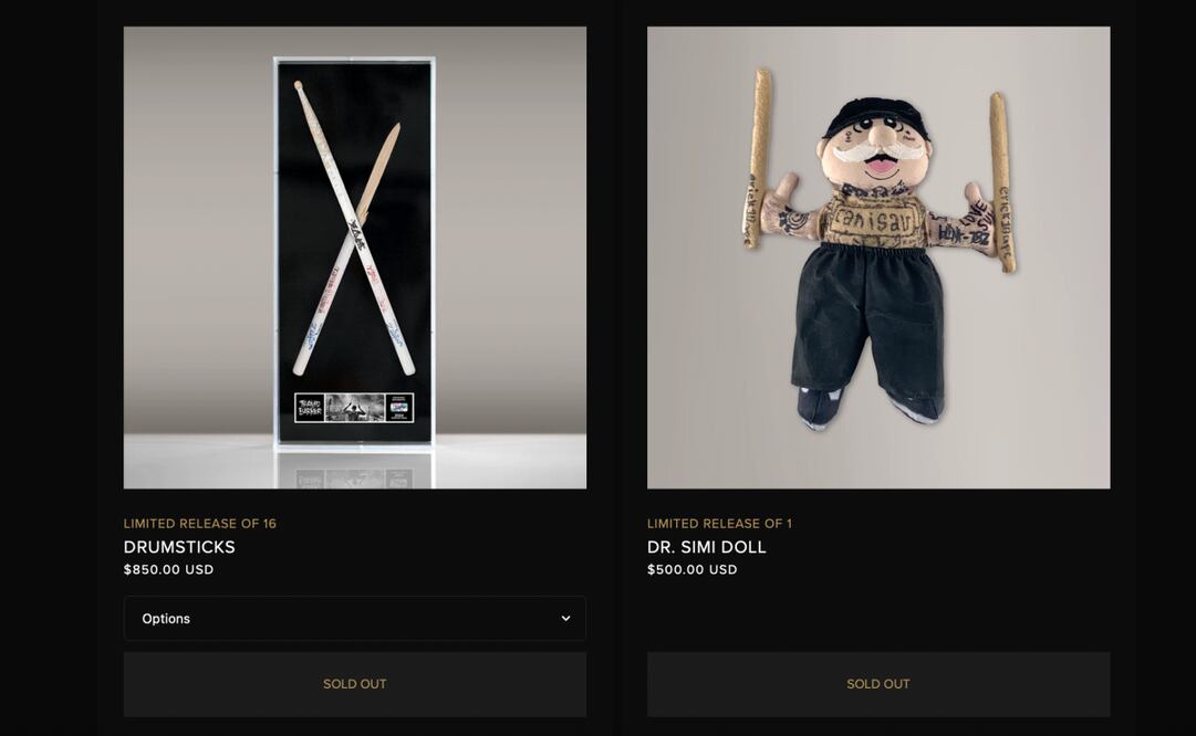 Artículos a la venta de Travis Barker Foto: Especial