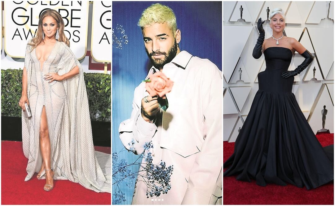Jennifer Lopez, Maluma y Lady Gaga. Fotos: Archivo