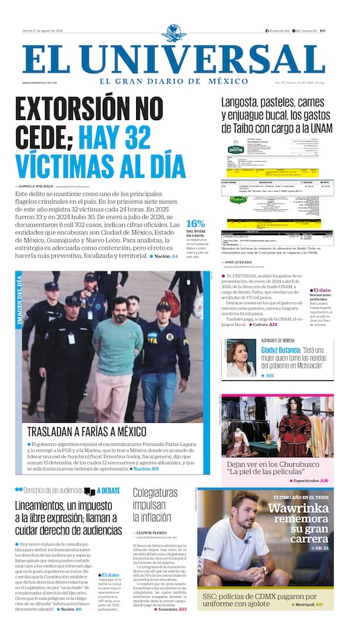 Portada impresa del 21 de agosto de 2026