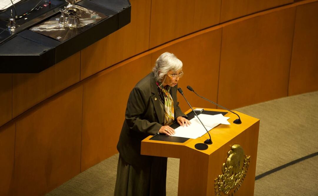 Intervención de Olga Sánchez Cordero en la discusión de la extinción de fideicomisos al Poder Judicial. Foto: Germán Espinosa/EL UNIVERSAL