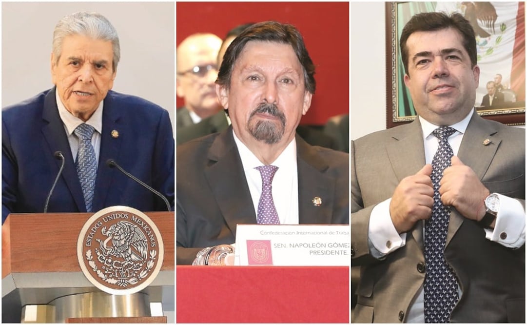 Carlos Aceves del Olmo, Napoleón Gómez Urrutia y Pedro Haces Barba. Foto: ARCHIVO EL UNIVERSAL