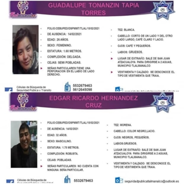 Hallan cuerpos de pareja desaparecida en excursión en Tlalmanalco