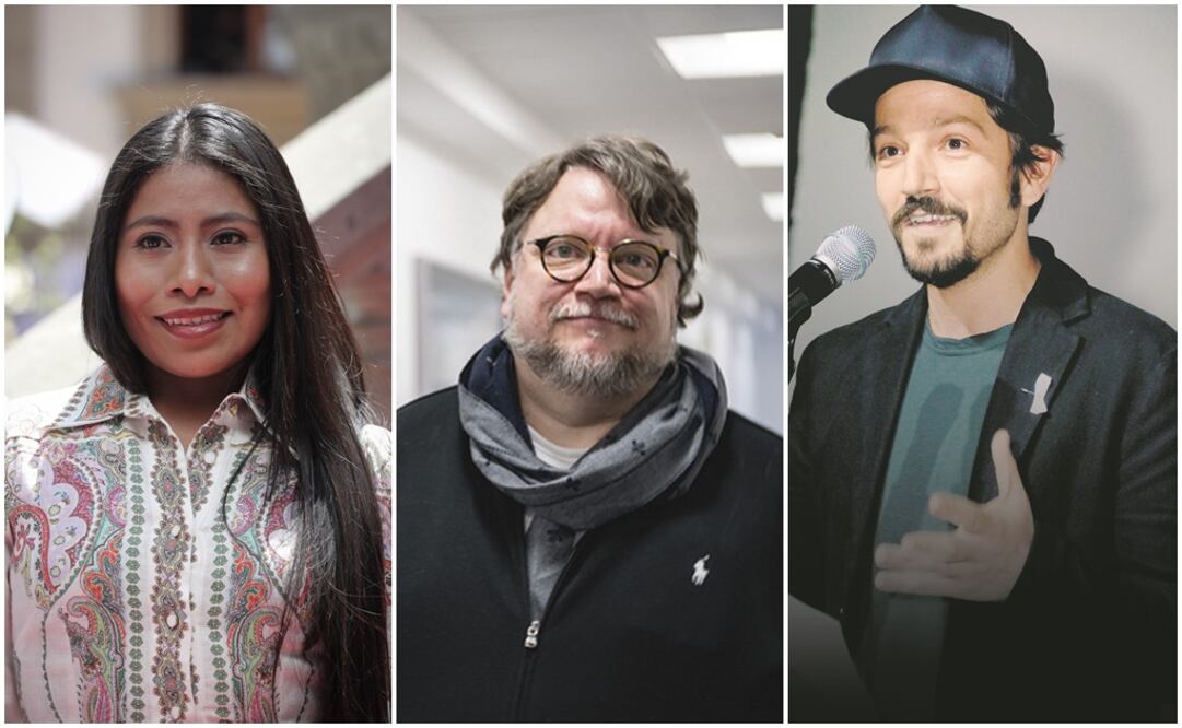 Yalitza Aparicio, Guillermo del Toro y Diego Luna. Fotos: Archivo EL UNIVERSAL