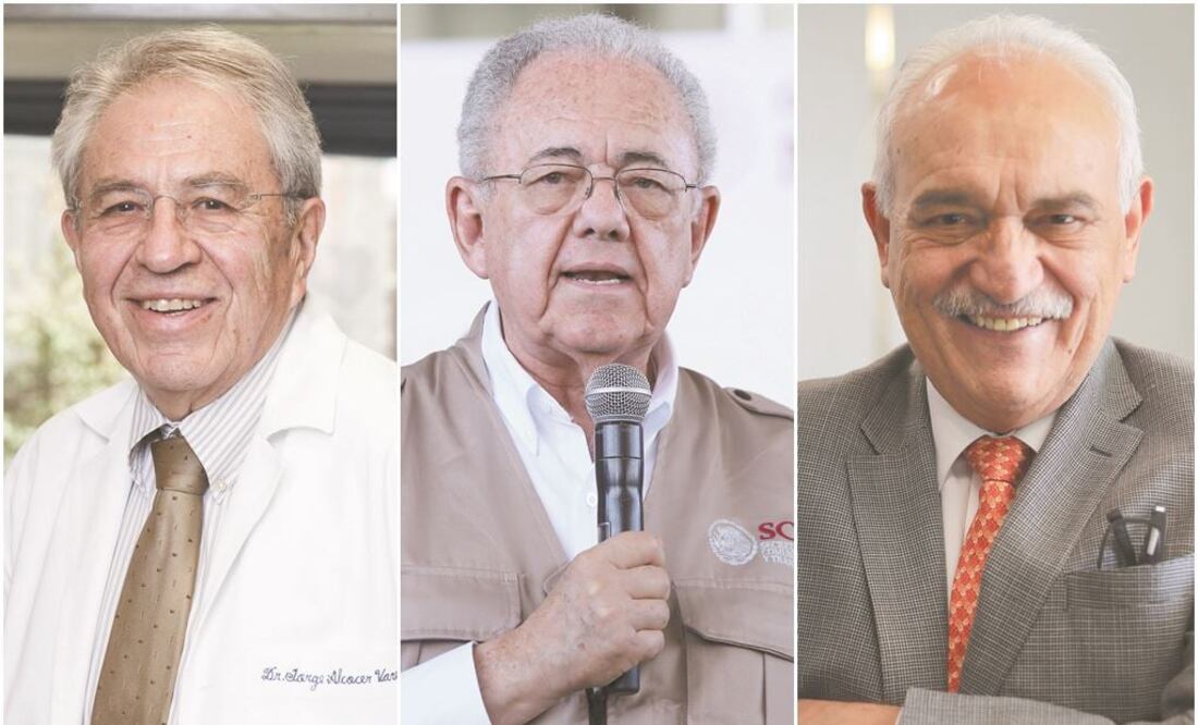 Jorge Alcocer Varela, titular de Salud (Ssa); Javier Jiménez Espriú, secretario de Comunicaciones y Transportes (SCT), y Gilberto Guevara Niebla, coordinador de Estrategia Institucional de la SEP. Foto: ARCHIVO EL UNIVERSAL