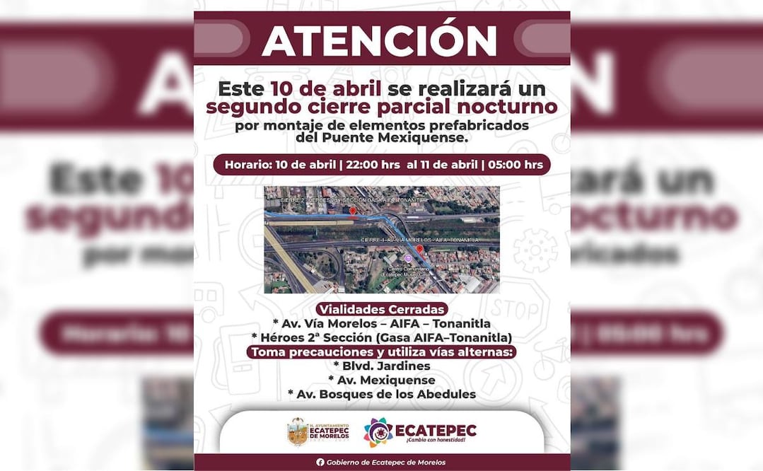 Cierres viales en Ecatepec. Foto: Especial