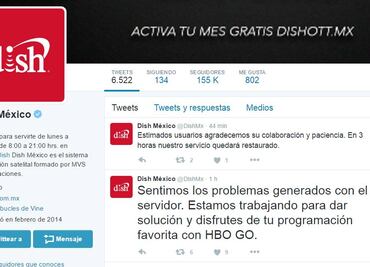 Se disculpa Dish por fallas en HBO Go