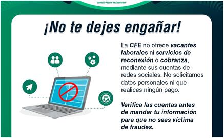 CFE emite aviso para evitar fraudes en cobros y servicios