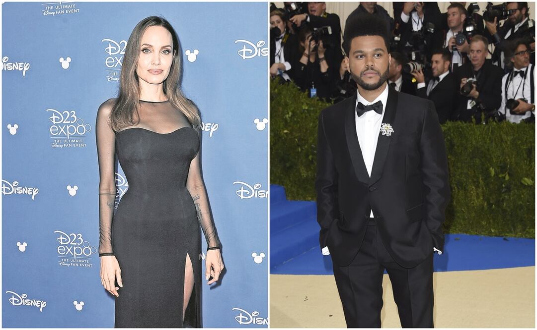 Angelina Jolie y The Weeknd. Fotos: AP