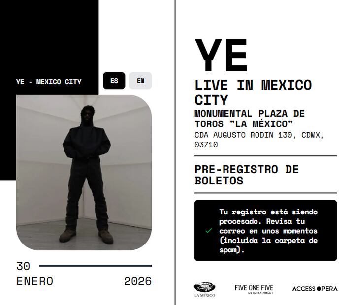 Registro para los boletos del concierto de Kanye West en la Plaza de Toros en CDMX. Foto: Captura de pantalla