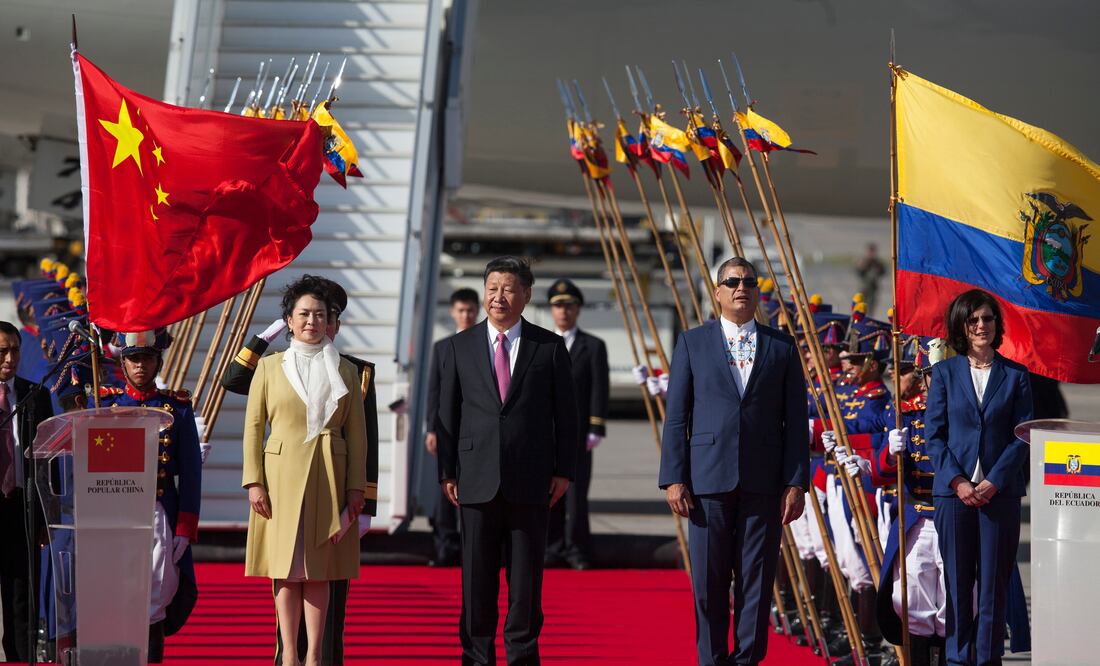 Xi Jinping is in Ecuador for two days before heading to Peru for the APEC summit. (AP Photo/Ana Buitron)